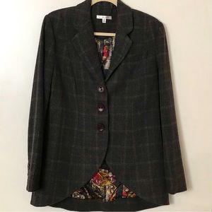 CAbi Gray Plaid Blazer Size 6